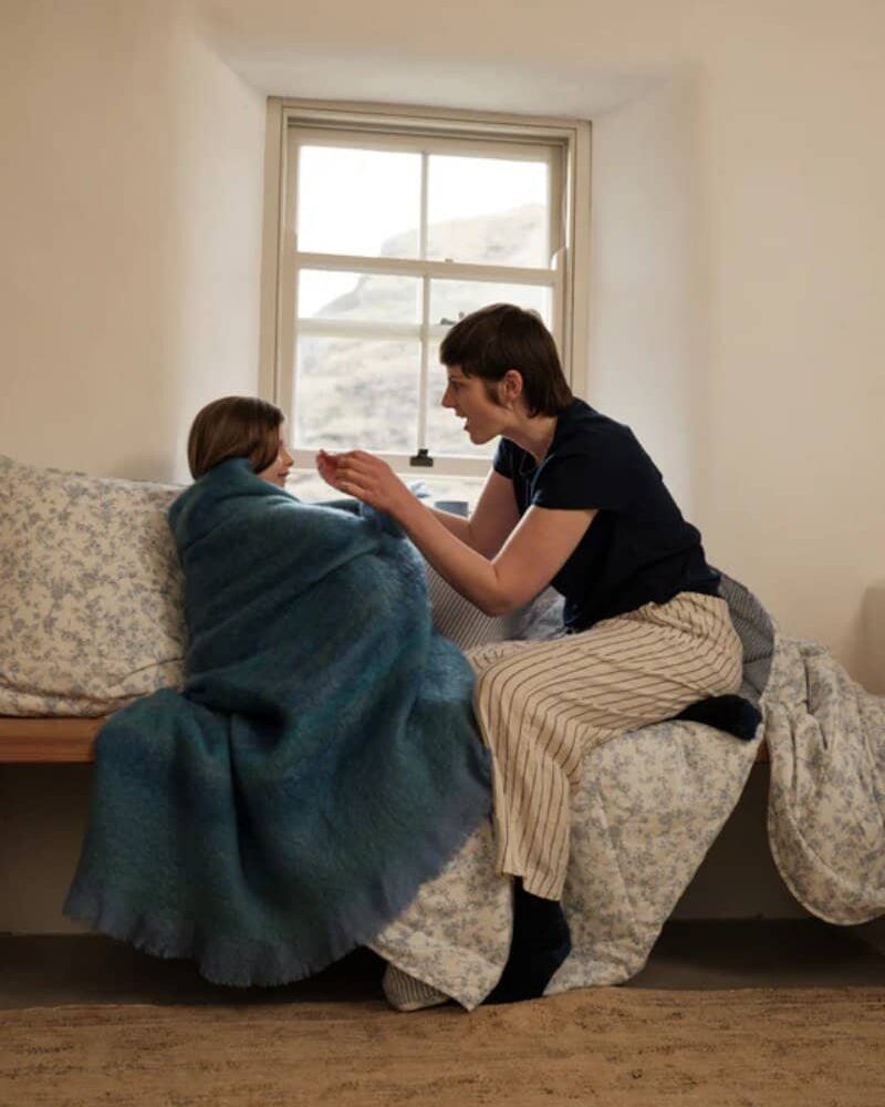 Wild Atlantic Way Mohair Throw - Ocean Blue