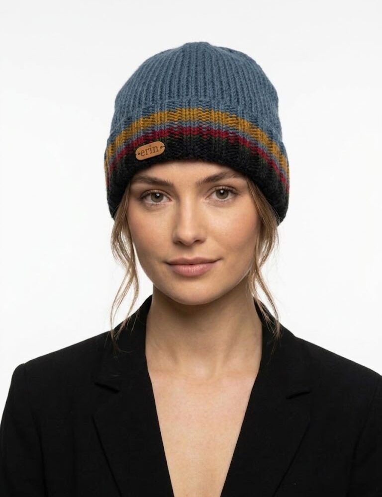 Rib-Knitted Irish Wool Beanie - Denim Blue