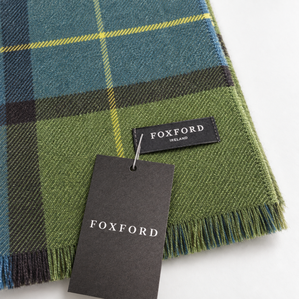 Foxford Green & Blue Plaid Scarf from Ireland