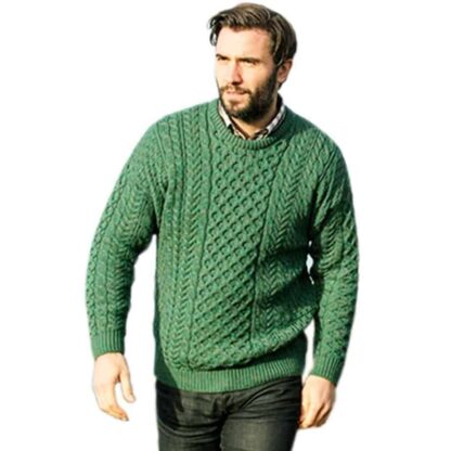 Green Wool Sweater for Men. Made in Ireland.