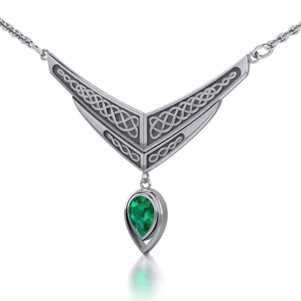 Immigrants Wings Necklace- Emerald Green Gemstone
