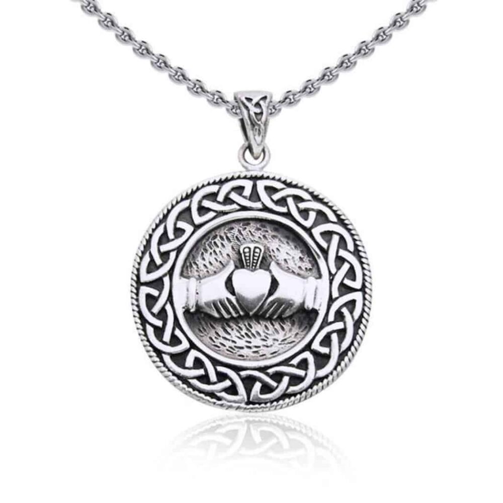 Celtic Knot Claddagh Silver Pendant