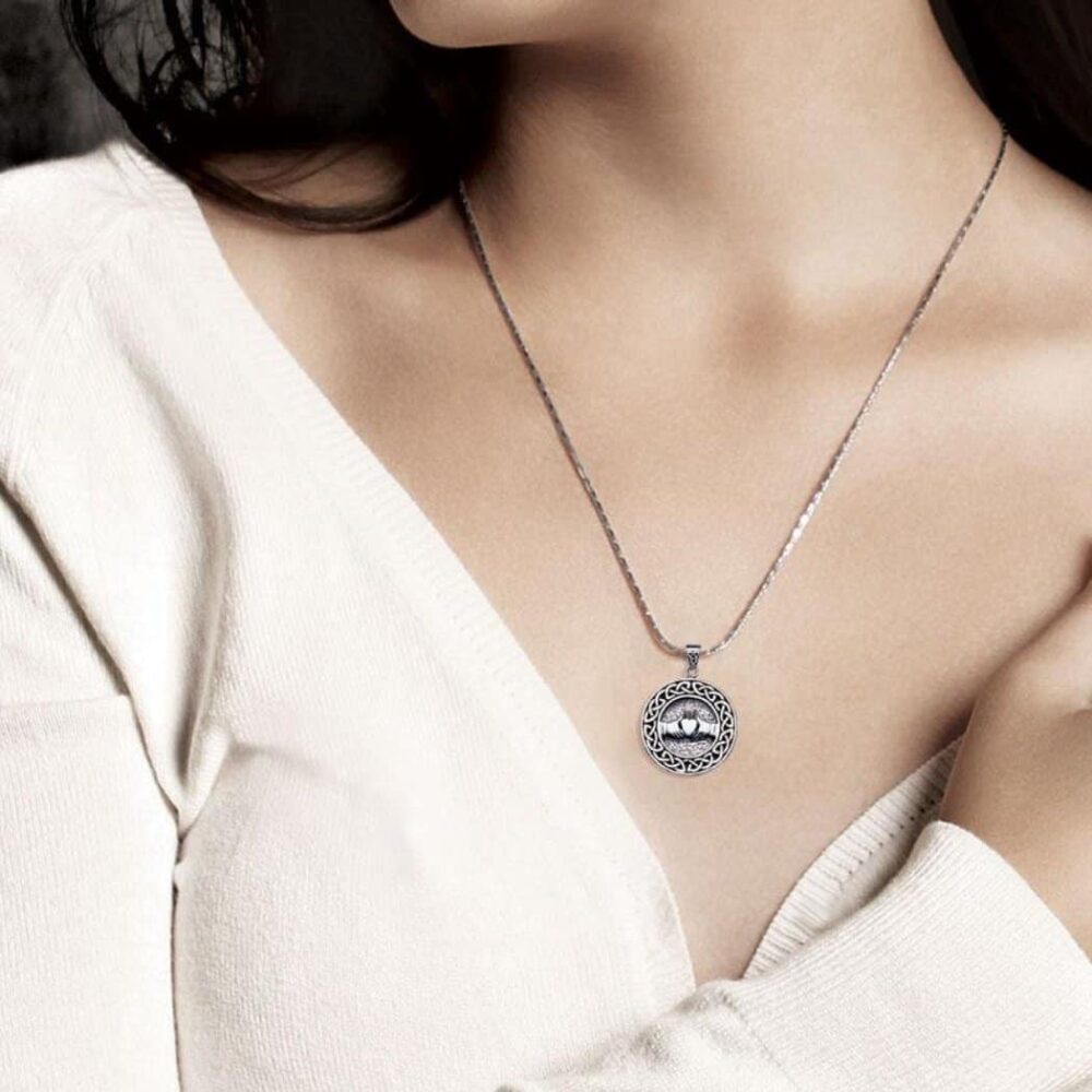 Celtic Knot Claddagh Silver Pendant