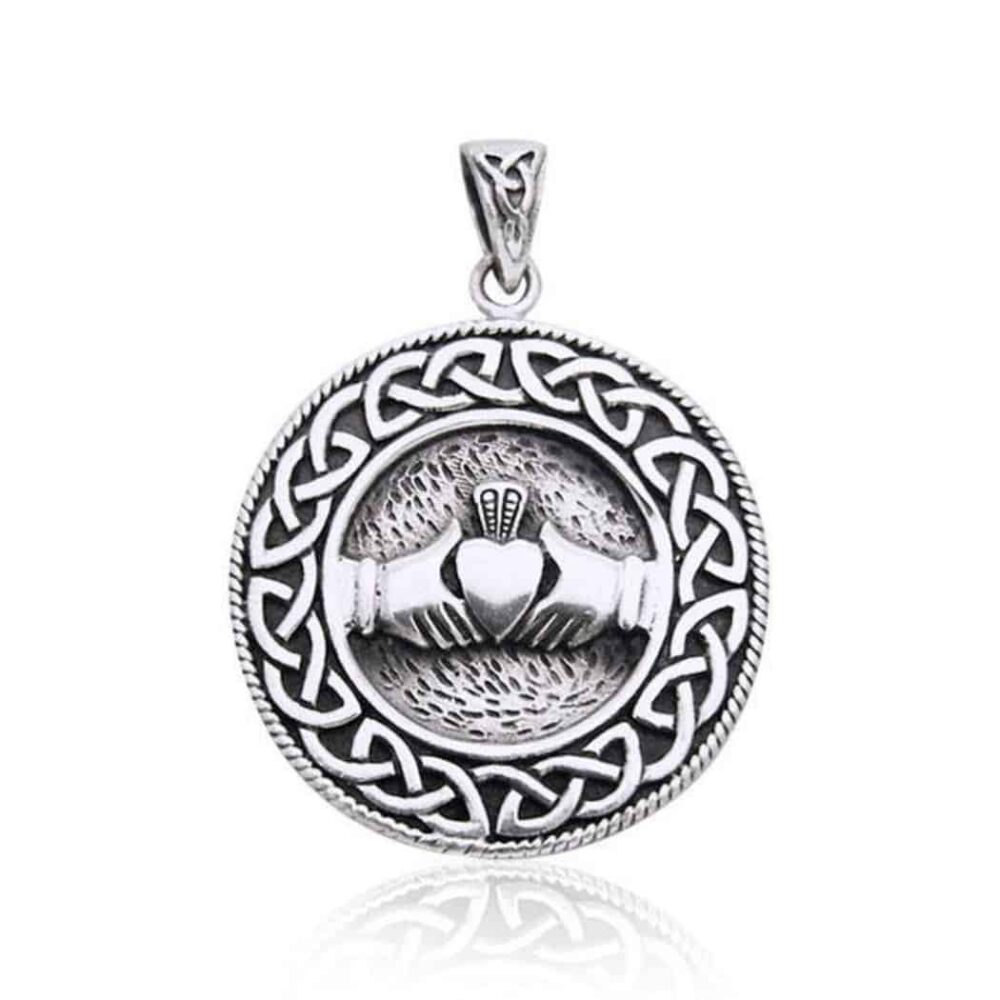 Celtic Knot Claddagh Silver Pendant