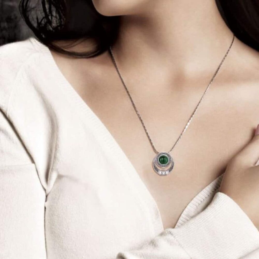 Celtic Claddagh Pendant- Emerald Green Gemstone