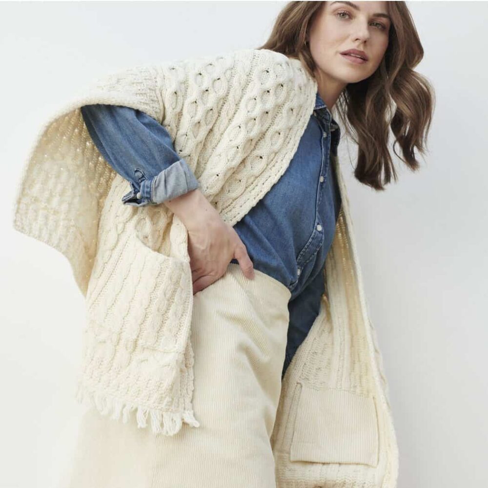 Traditional Irish Wool Wrap - Natural