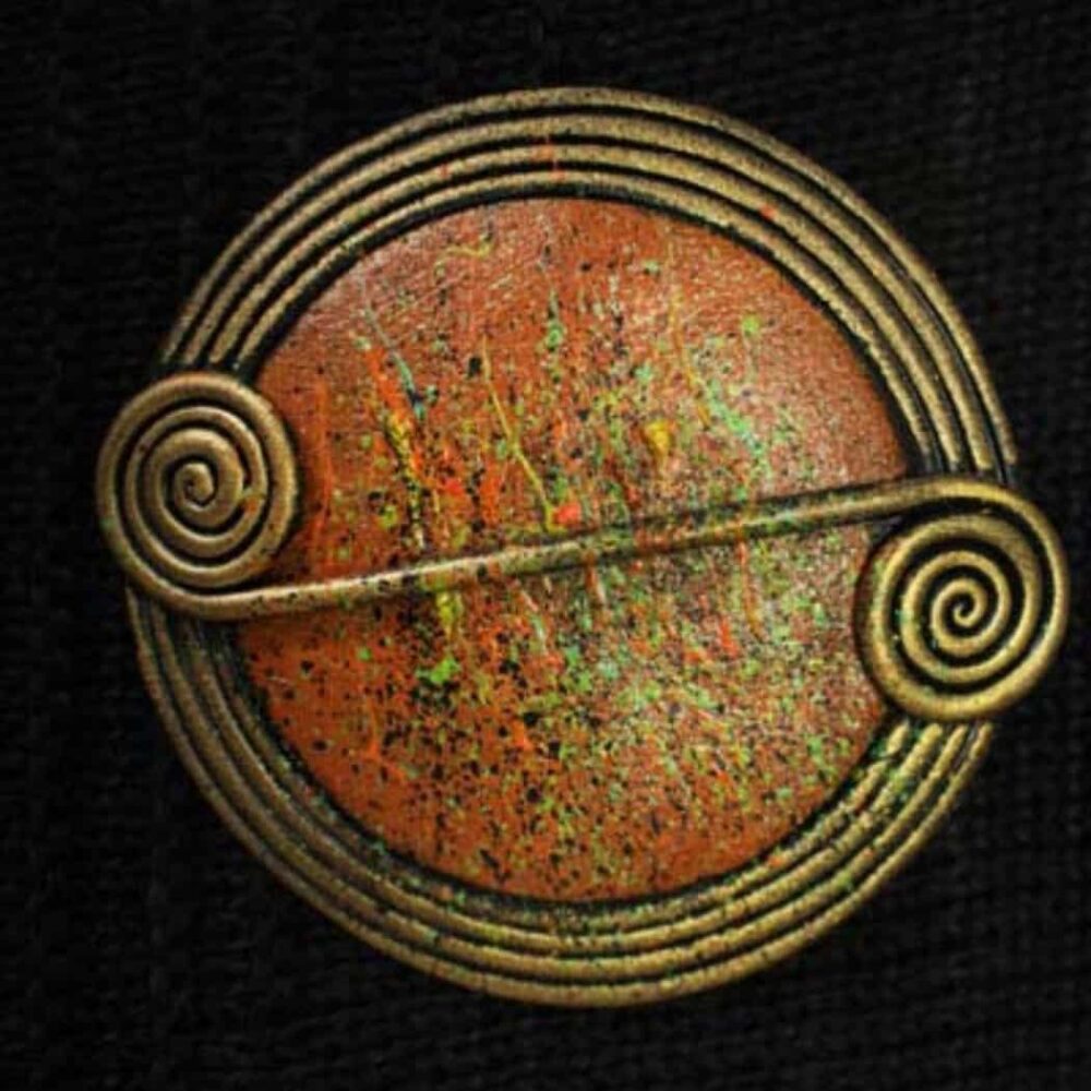 Celtic Scroll Wrap Pin - Brown