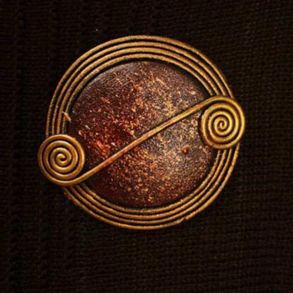 Celtic Scroll Wrap Pin - Brown