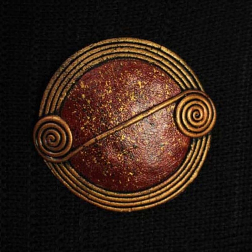 Celtic Scroll Wrap Pin - Brown