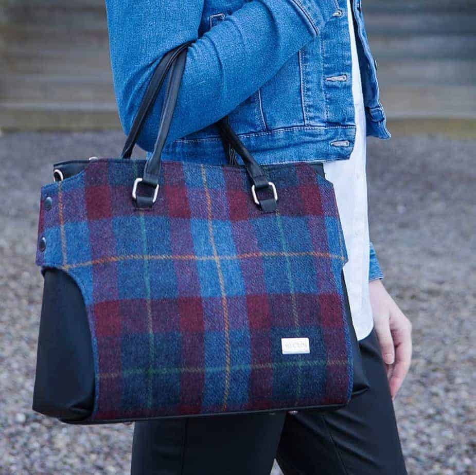 Stylish Irish Plaid Handbag | Blue & Red