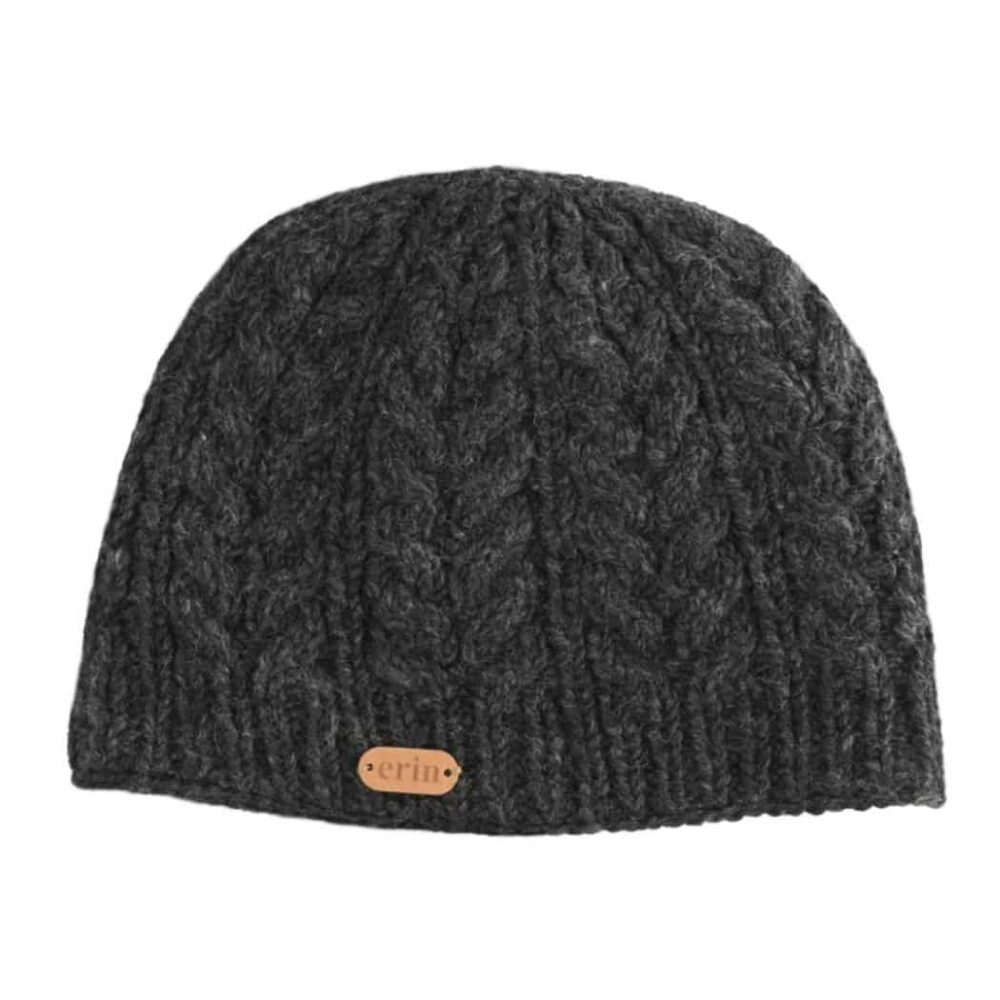 Irish Wool Beanie Hat For Men - Charcoal Gray