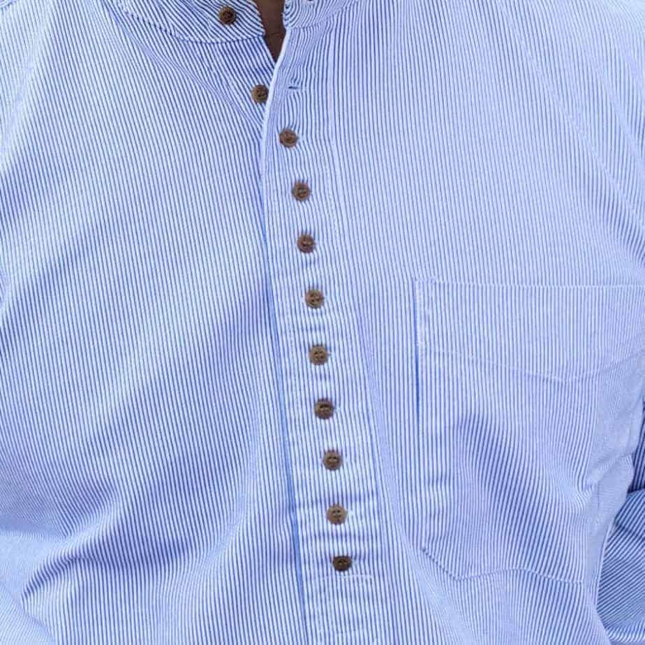 Irish Grandfather Shirt - Blue & White Pinstripe