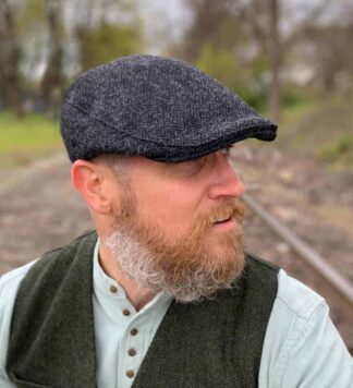 Gray Newsboy Flat Cap for Men
