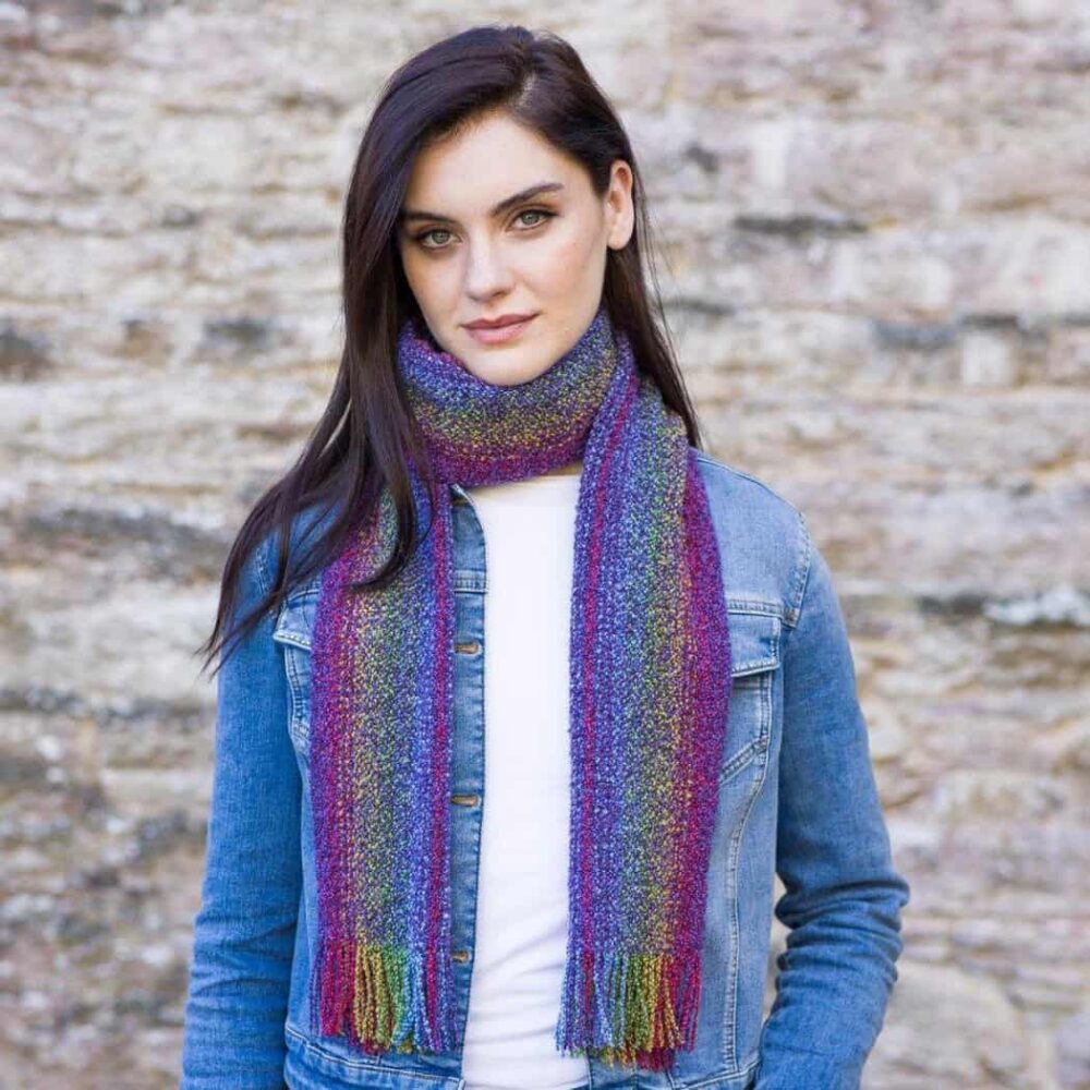 Merino Wool Skellig Scarf For Women - Rainbow