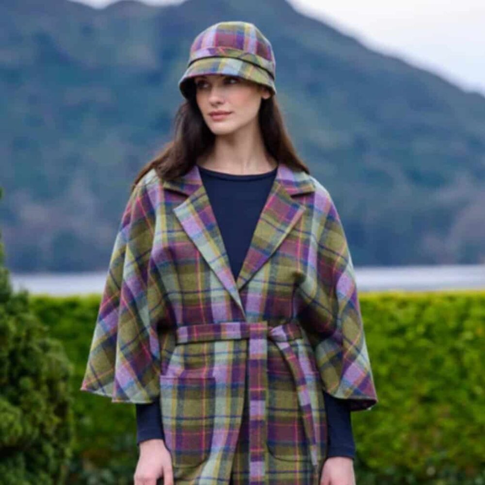 Irish Tweed Flapper For Women - Green and Purple