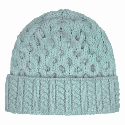 Women’s Irish Aran Wool Knit Hat - Ocean Mist
