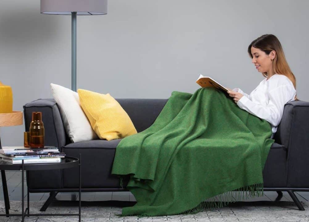 Super Soft Irish Lambswool Throw Leaf Green Celtic Clothing Company