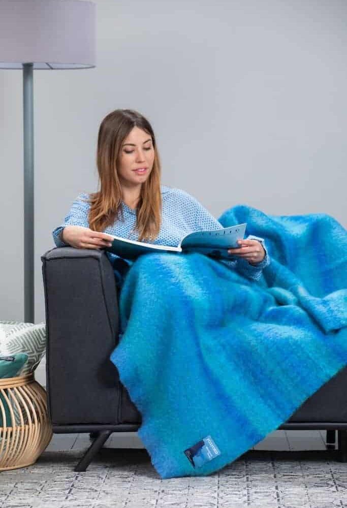 Wild Atlantic Way Mohair Throw - Ocean Blue