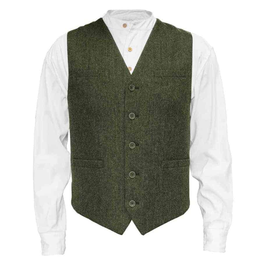 Men's Tweed Vest Olive Green Celtic Clothing Company