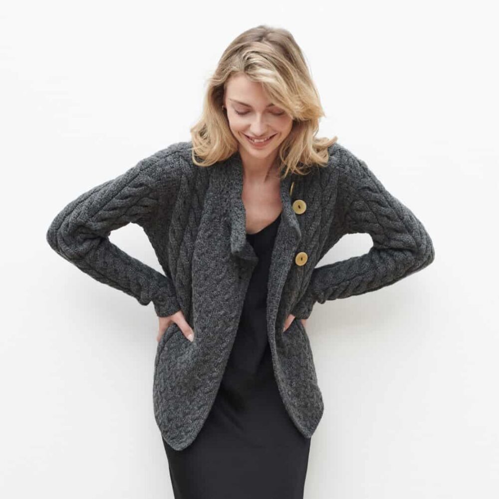 Three Button Sweater For Women - Gray