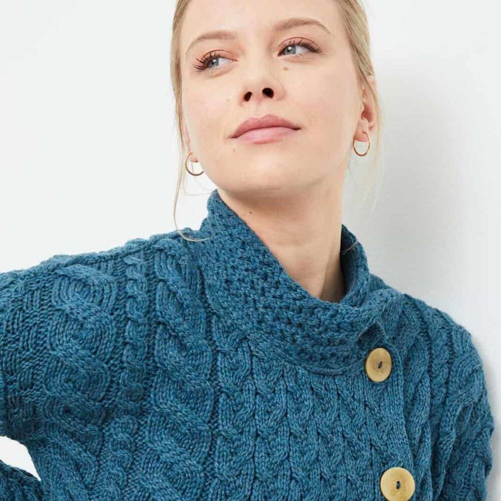 Three Button Sweater For Women - Blue