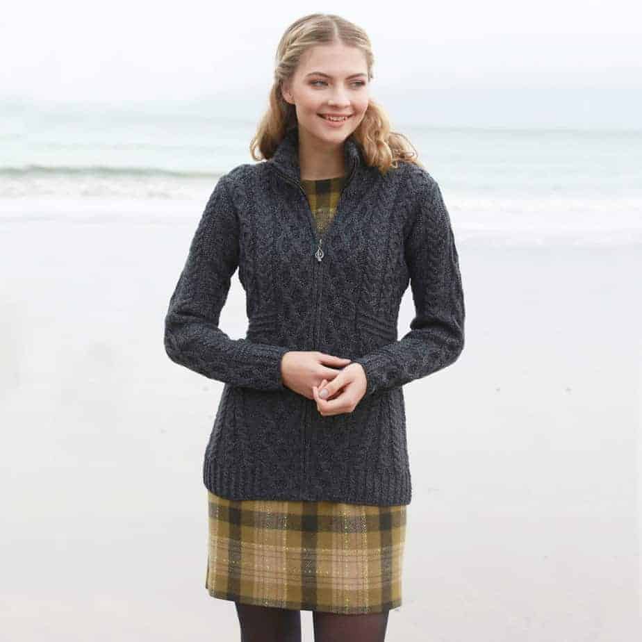 Women's Gray Wool Cardigan Celtic Clothing Company