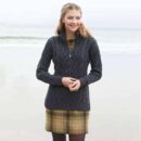 Womens Gray Wool Cardigan - Zip