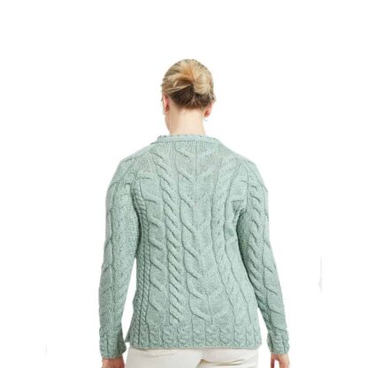 Raglan Aran Sweater for Women - Seafoam Green (Select Size:: Small)