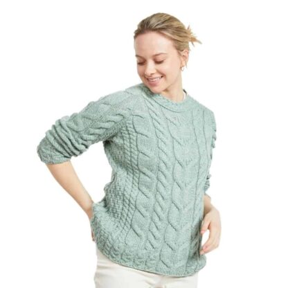 Raglan Aran Sweater for Women - Seafoam Green (Select Size:: Small)