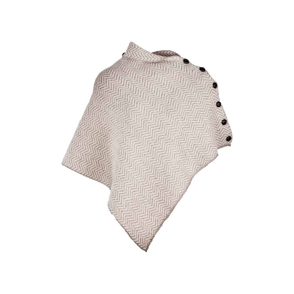 Women's Irish Wool Herringbone Poncho