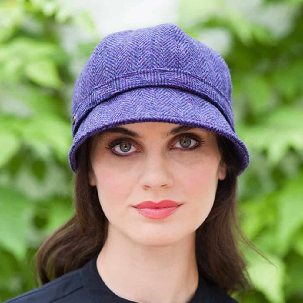 Irish Tweed Flapper For Women - Purple Herringbone