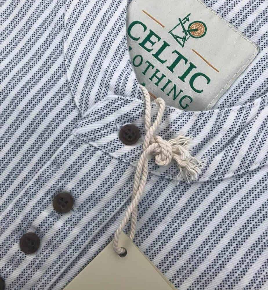 Irish Grandfather Shirt - Gray and White Pinstripe