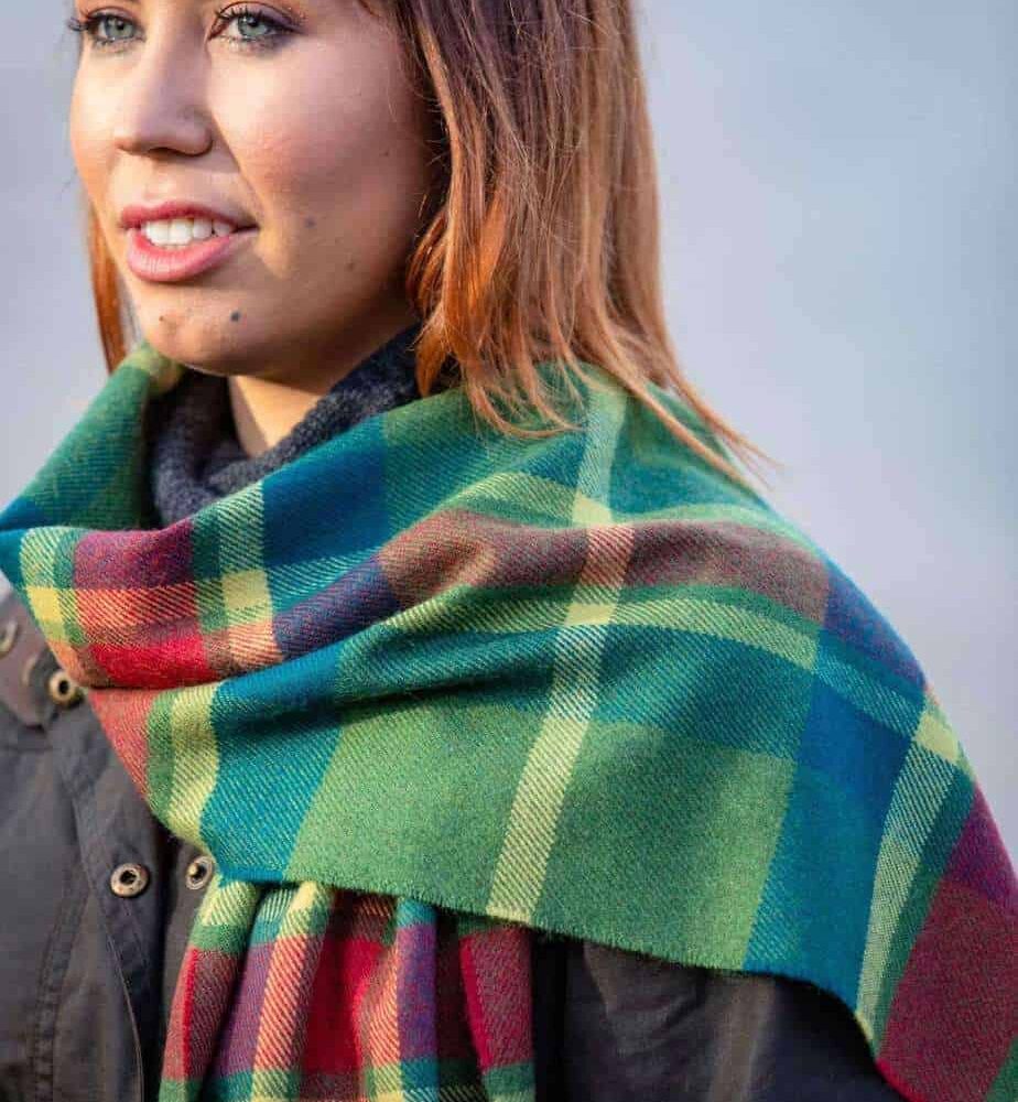Extra Fine Merino Wool Scarf - Block Check