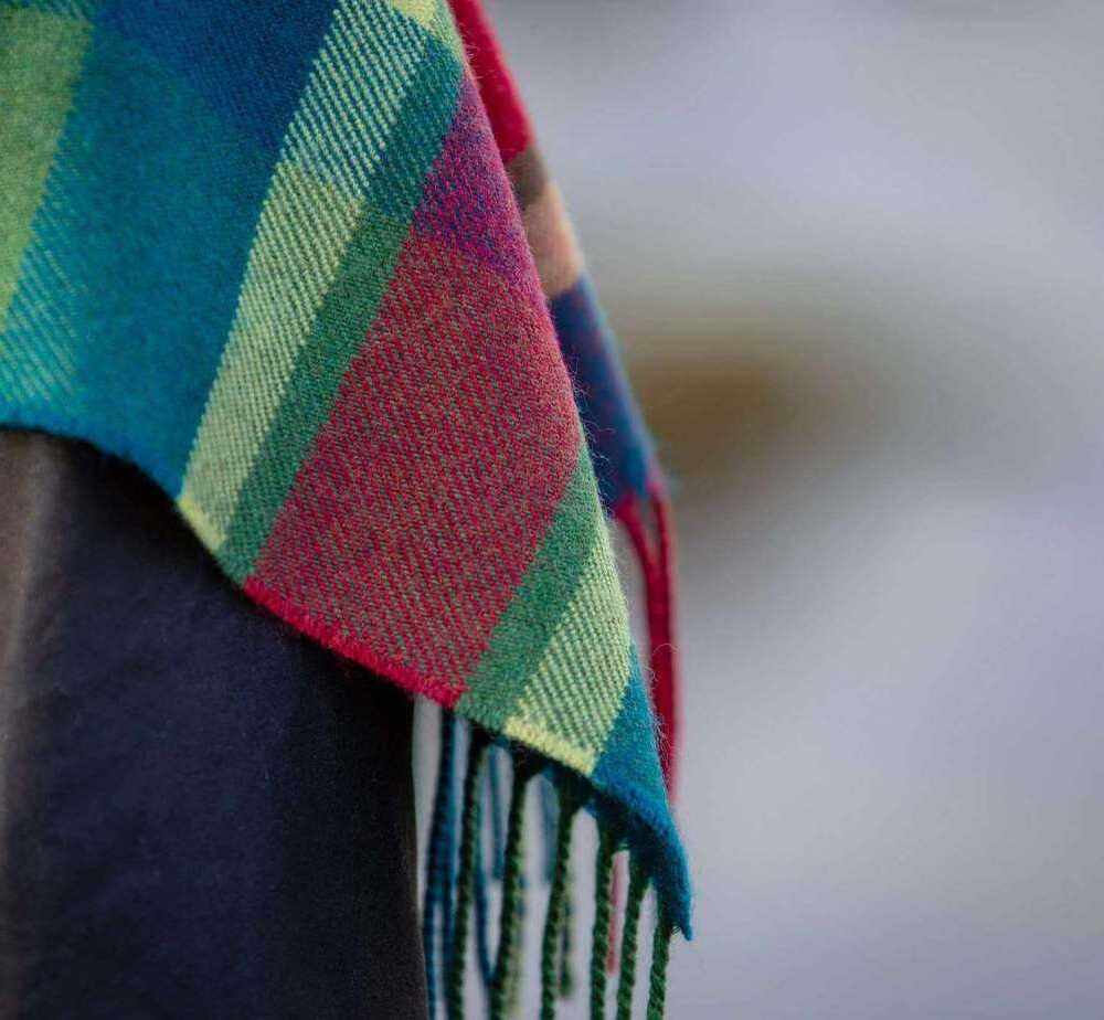Extra Fine Merino Wool Scarf - Block Check