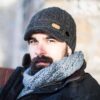 Cable Knit Peak Hat For Men - Charcoal Gray