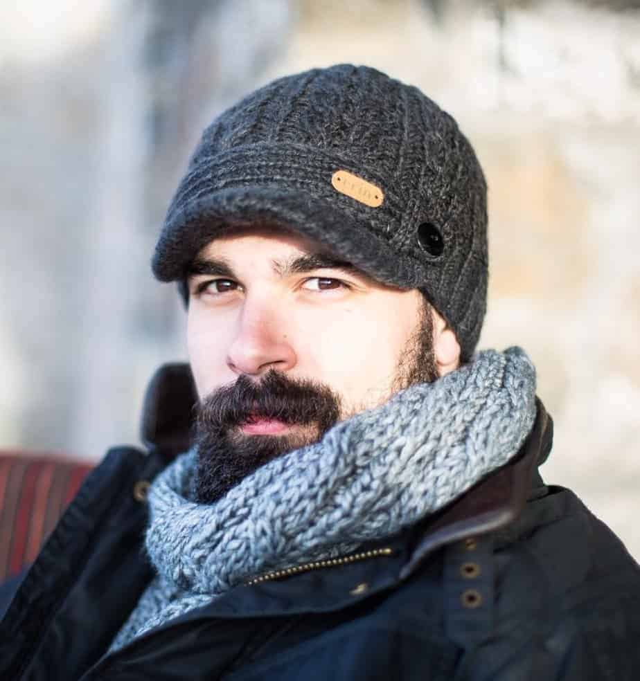 Cable Knit Peak Hat For Men Charcoal Gray