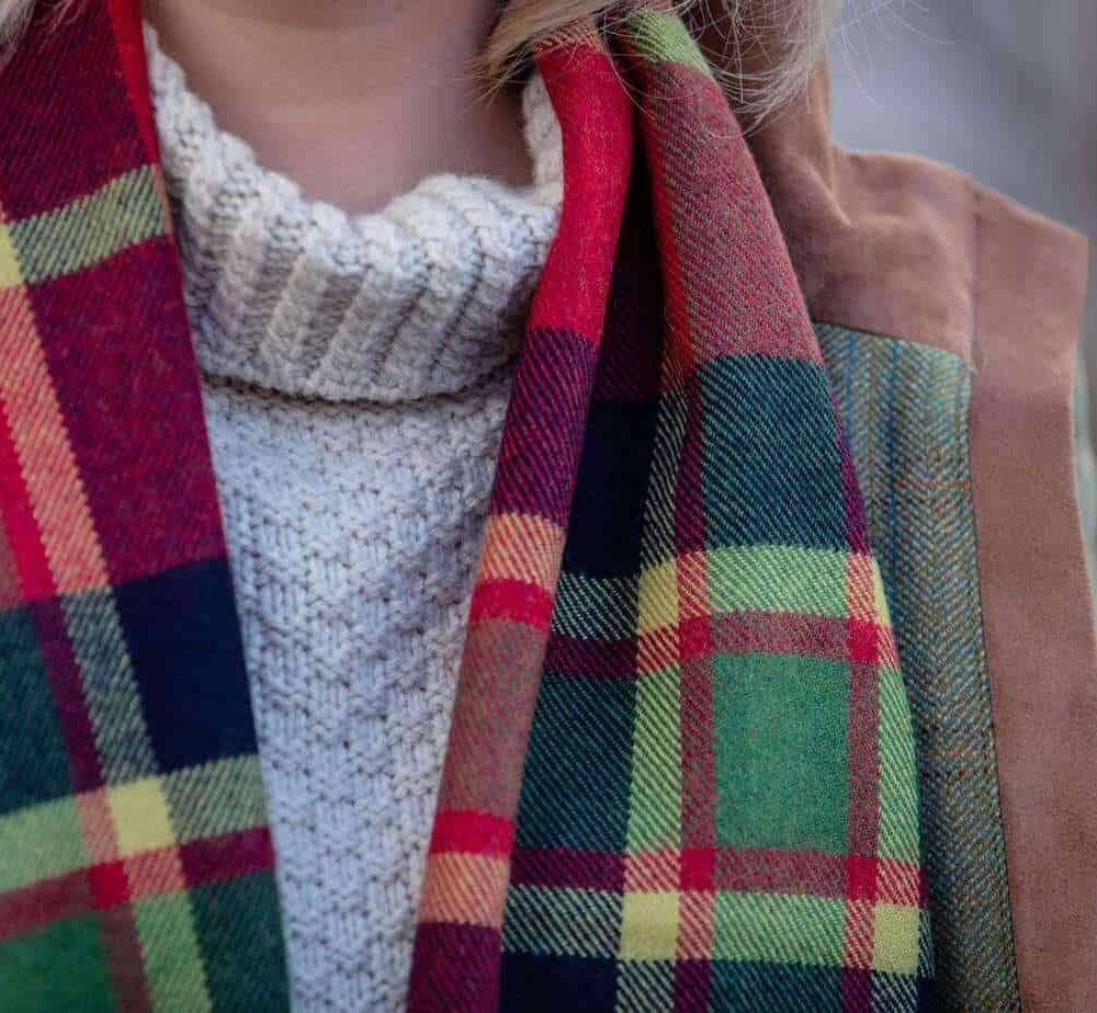 Super Soft Irish Merino Scarf - Red/Green/Black