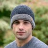 Crochet Turn-Up Beanie Cap - Gray - Image 3