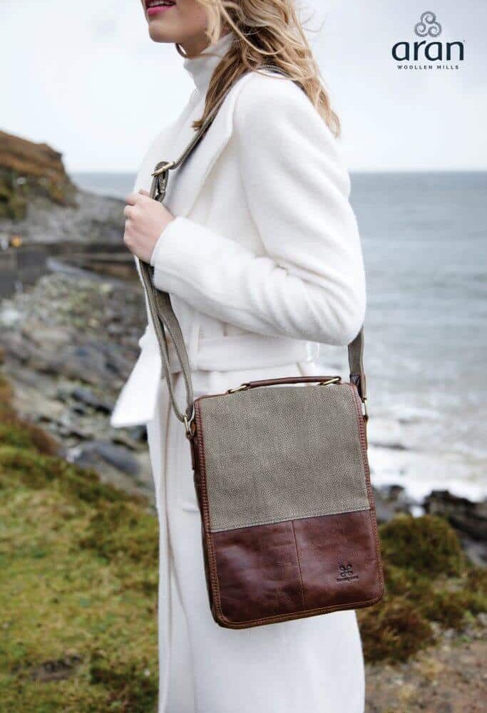 Traditional Irish Tweed and Leather Handbag