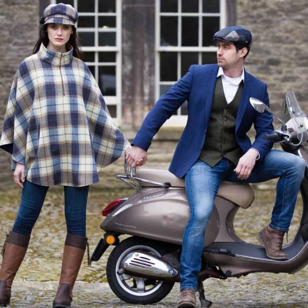Irish Tweed Vest For Men - Green Herringbone