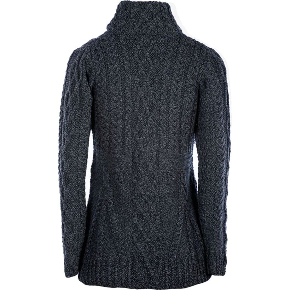 Irish Wool Cable Knit Cardigan For Women - Gray
