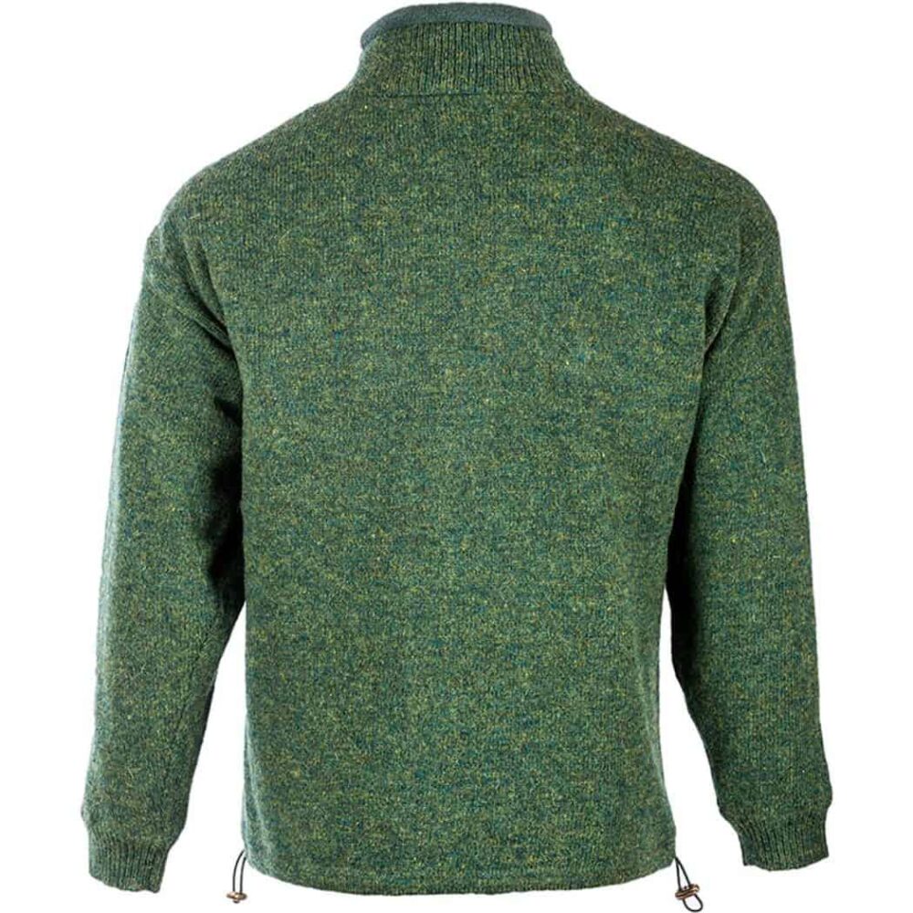 Irish Wool Aran Zip Up Cardigan For Men - Green