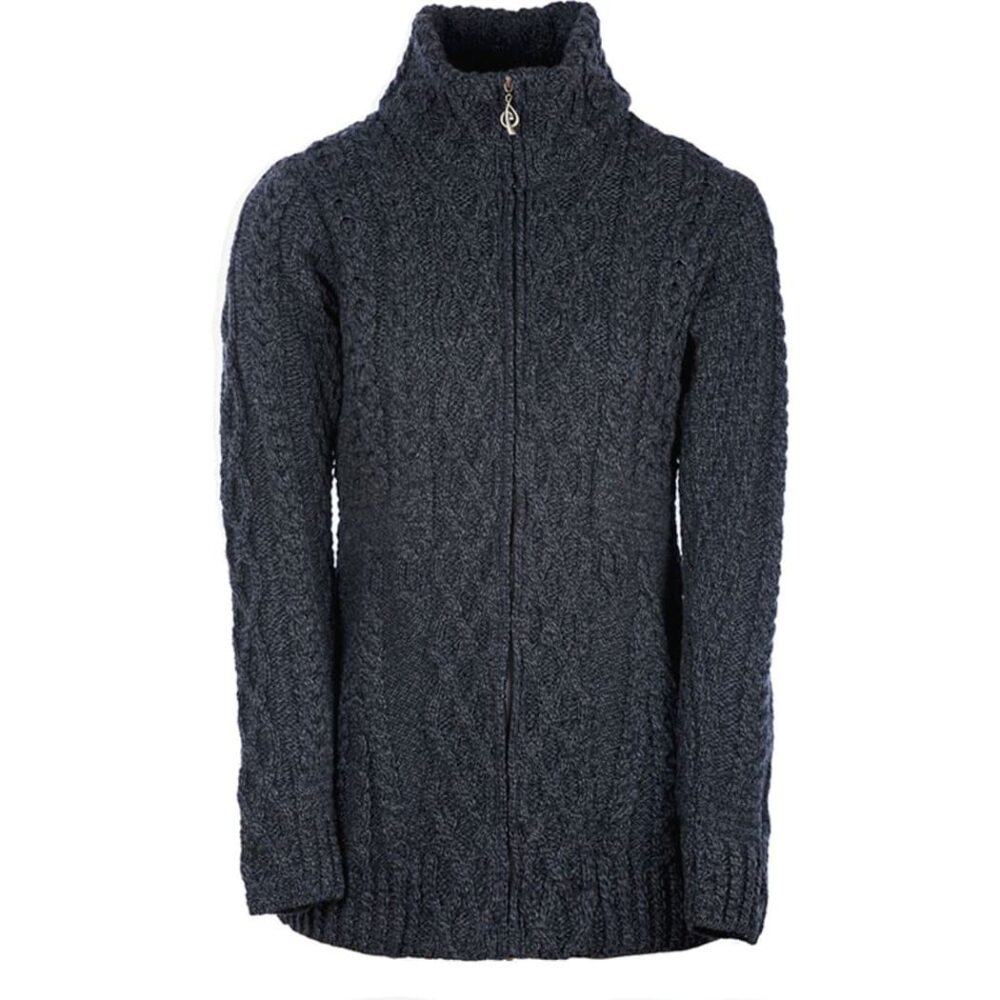 Irish Wool Cable Knit Cardigan For Women - Gray