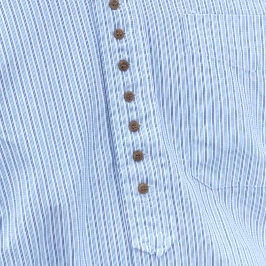 Collarless Irish Grandfather Shirt - Blue & Green Pinstripe