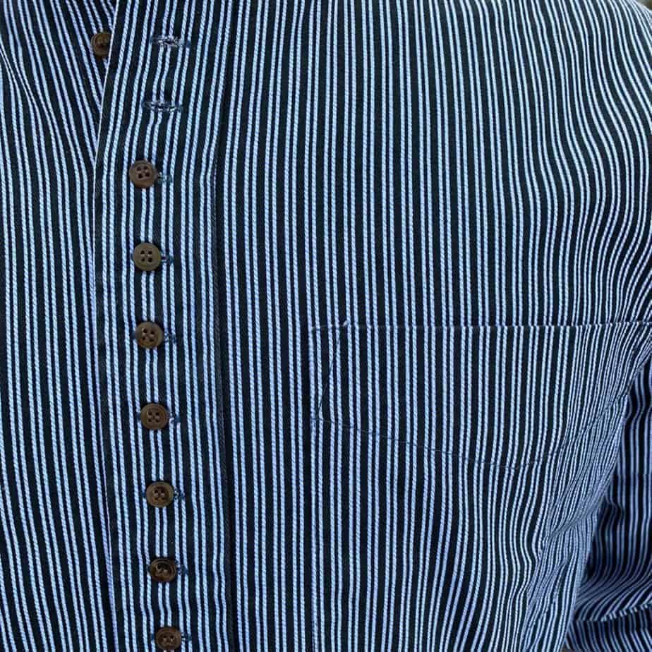 Collarless Dress Shirt - Dark Blue Stripe