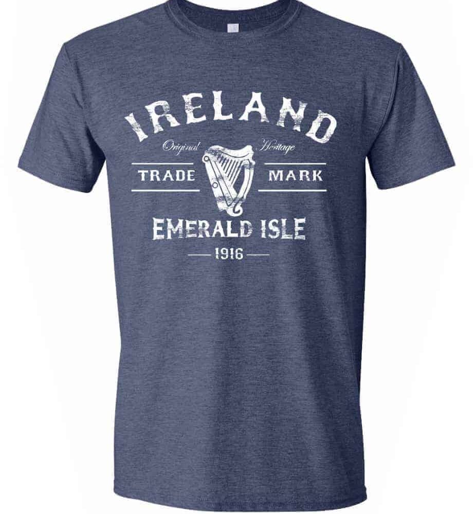 1916 Irish Harp T-Shirt-Blue