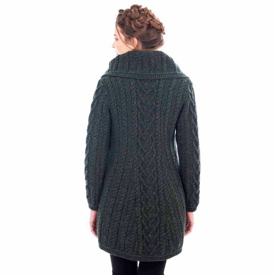 Classic Irish Aran Cable Knit Coat