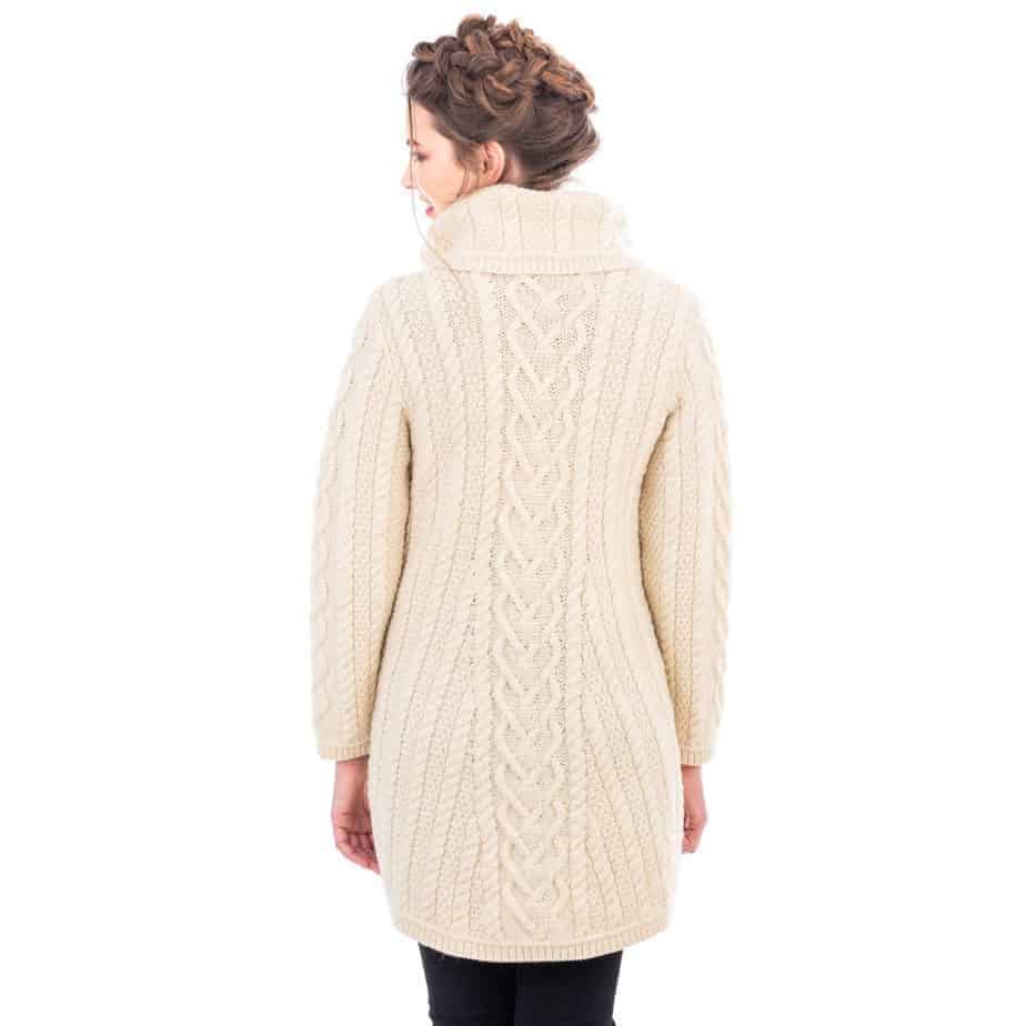 Classic Irish Aran Cable Knit Coat