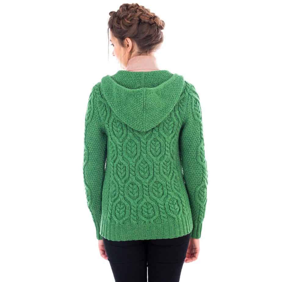 Women's Irish Hooded Cable Knit Cardigan - Double Zipper