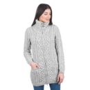 Double Zipper Gray Wool Sweater for Women.